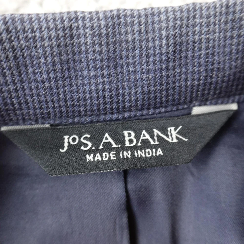 Jos A Bank Blazer Mens 41 Blue Wool Cashmere Check Button Sport Coat Suit Jacket